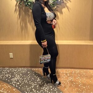 Fashion Nova Black Mini Dress with Silver Accents